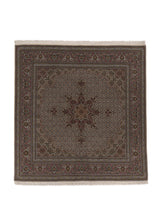 25146 Persian Rug Tabriz Handmade Area Square Traditional 5'1'' x 5'2'' -5x5- Brown Whites Beige Mahi Fish Design