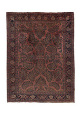 25494 Persian Rug Sarouk Handmade Area Antique Traditional 8'6'' x 11'6'' -9x12- Red Floral All Over Design Design