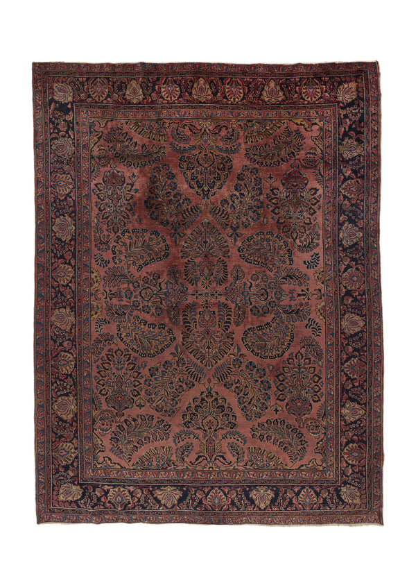 25494 Persian Rug Sarouk Handmade Area Antique Traditional 8'6'' x 11'6'' -9x12- Red Floral All Over Design Design