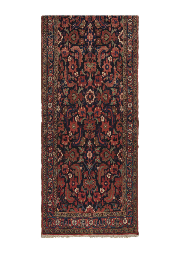 25499 Persian Rug Malayer Handmade Runner Tribal 3'5'' x 17'3'' -3x17- Red Blue Floral Design
