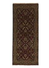 25786 Oriental Rug Indian Handmade Runner Transitional 4'0'' x 9'5'' -4x9- Red Brown Jaipur Floral Design