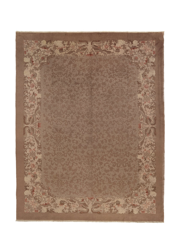 25787 Oriental Rug Chinese Handmade Area Traditional 9'2'' x 11'7'' -9x12- Whites Beige Brown Nichols Animals Geometric Design