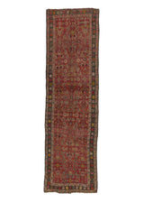 25846 Caucasian Rug Gharabagh Handmade Runner Antique Tribal 3'5'' x 11'9'' -3x12- Red Herati Design