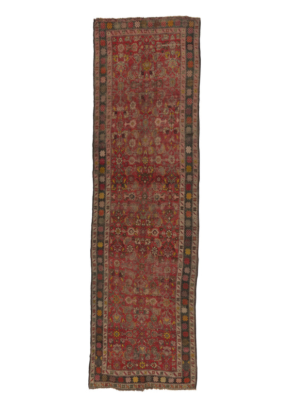 25846 Caucasian Rug Gharabagh Handmade Runner Antique Tribal 3'5'' x 11'9'' -3x12- Red Herati Design
