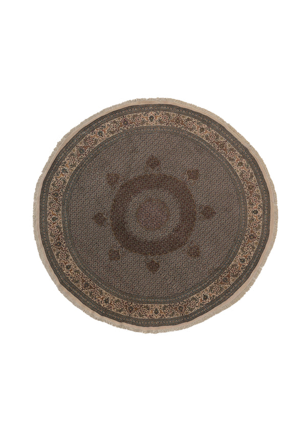 25875 Persian Rug Tabriz Handmade Round Traditional 7'9'' x 7'9'' -8x8- Whites Beige Mahi Fish Design