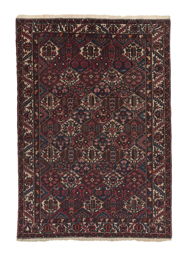 25878 Persian Rug Bakhtiari Handmade Area Tribal Vintage 7'0'' x 10'0'' -7x10- Red Garden Design