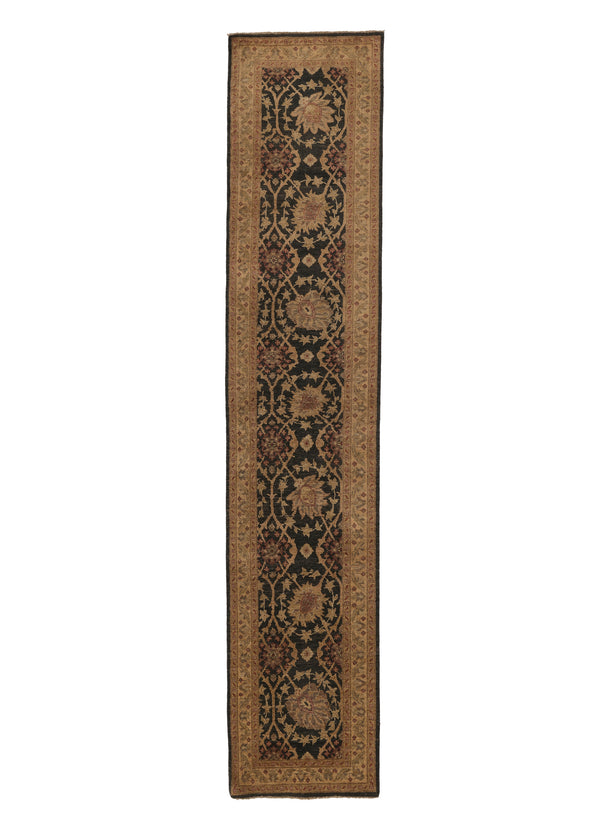 26038 Oriental Rug Pakistani Handmade Runner Transitional 2'5'' x 12'3'' -2x12- Whites Beige Green Oushak Design