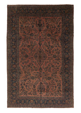26073 Persian Rug Kashan Handmade Area Antique Traditional 10'8'' x 17'10'' -11x18- Red Blue Floral Design
