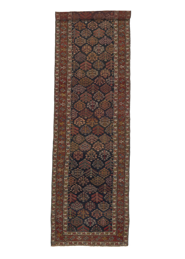 26150 Persian Rug Ghashghaei Handmade Runner Tribal 3'4'' x 16'1'' -3x16- Blue Red Multi-color Floral Design