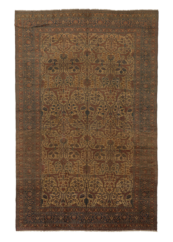 26163 Persian Rug Tabriz Handmade Area Antique Traditional 11'1'' x 17'4'' -11x17- Whites Beige Red Blue Floral Design