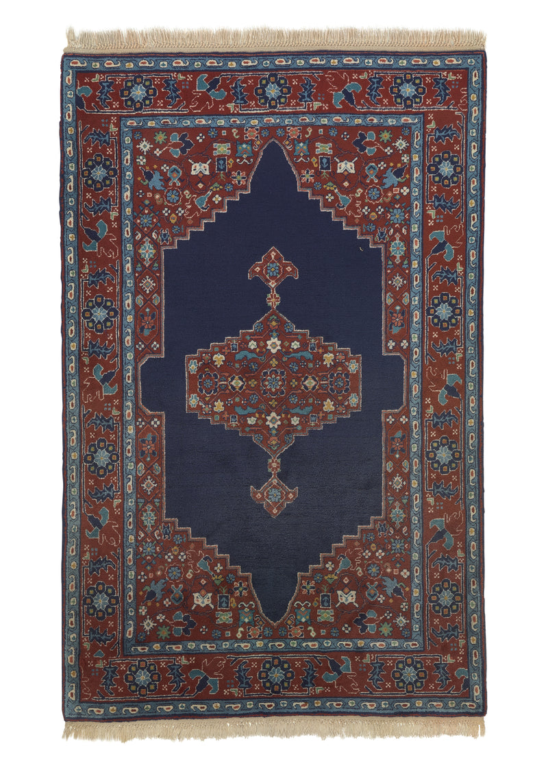 26280 Oriental Rug Turkish Handmade Area Traditional 4'3'' x 6'6'' -4x7- Blue Red Floral Design