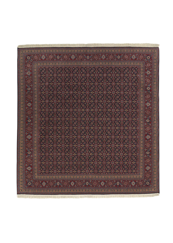 26308 Persian Rug Tabriz Handmade Area Square Traditional 6'8'' x 7'0'' -7x7- Red Blue Mahi Fish Design