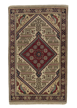 26388 Persian Rug Tabriz Handmade Area Traditional 2'9'' x 4'5'' -3x4- Whites Beige Red Geometric Design