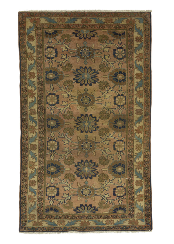 26416 Persian Rug Malayer Handmade Area Antique Tribal 3'3'' x 5'8'' -3x6- Brown Whites Beige Floral Design