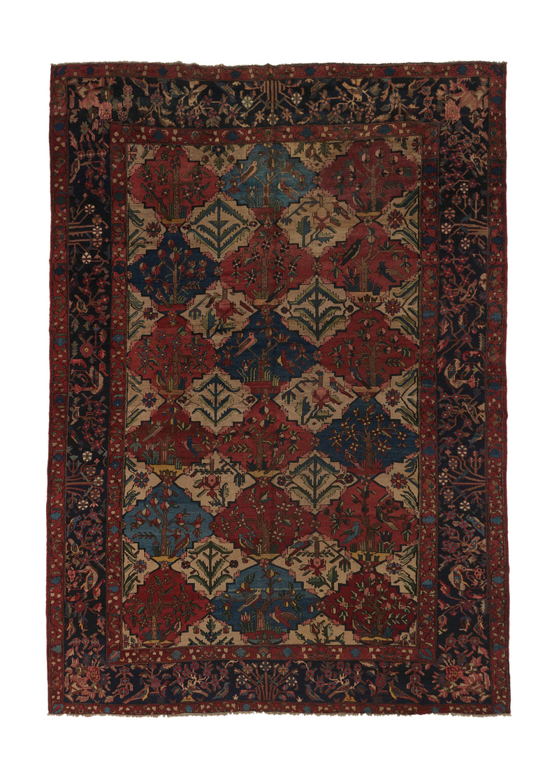 26640 Persian Rug Bakhtiari Handmade Area Tribal Vintage 11'0'' x 15'5'' -11x15- Red Blue Garden Design