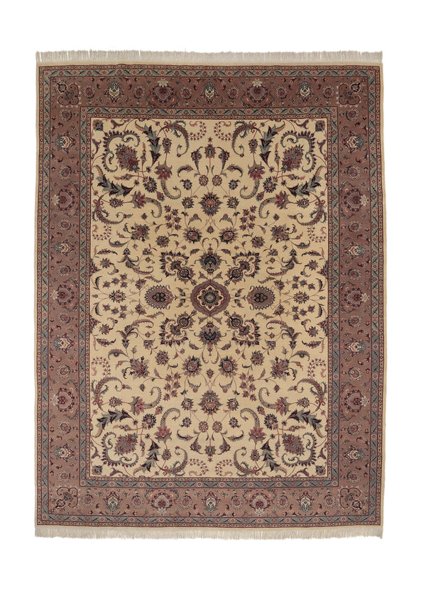 26651 Oriental Rug Pakistani Handmade Area Traditional 9'1'' x 12'3'' -9x12- Whites Beige Pink Floral Naghsh Design