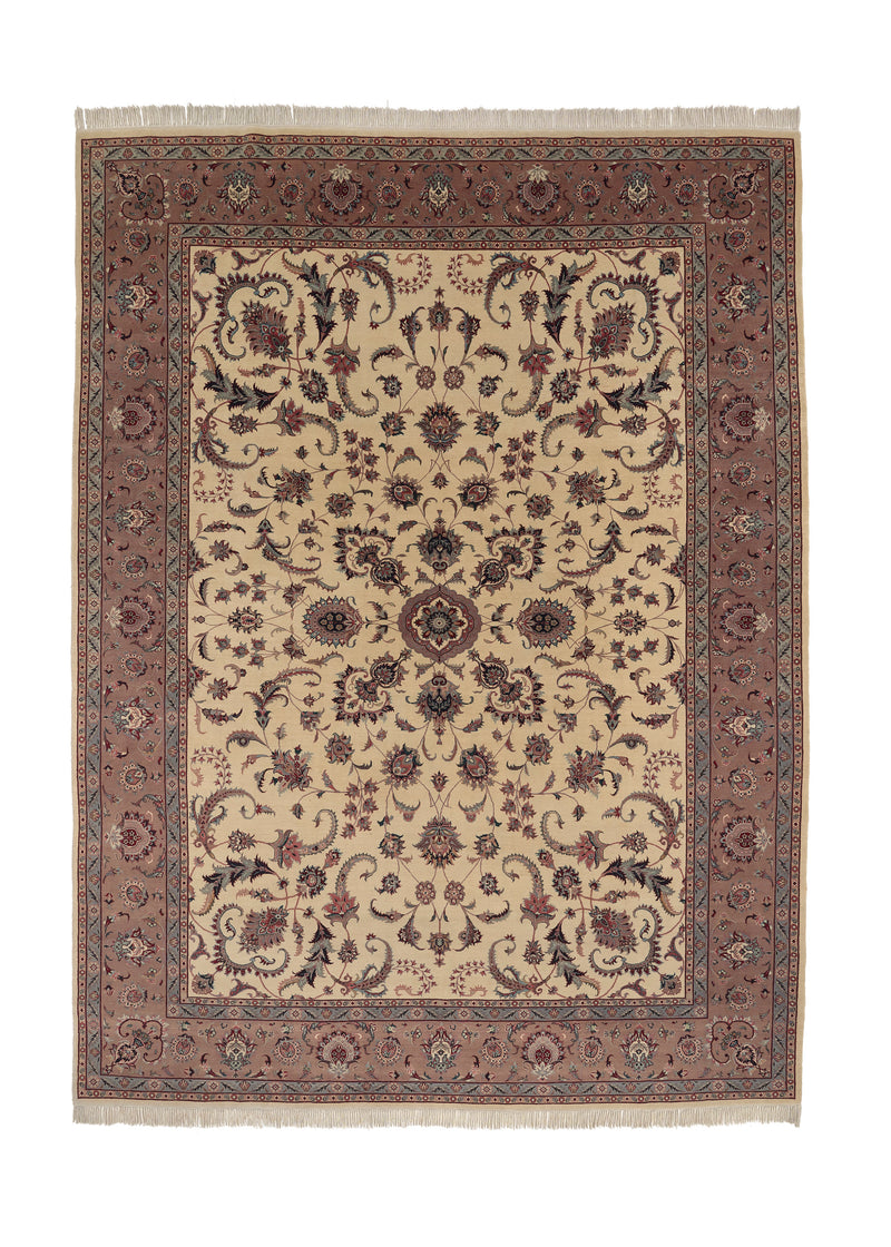 26651 Oriental Rug Pakistani Handmade Area Traditional 9'1'' x 12'3'' -9x12- Whites Beige Pink Floral Naghsh Design