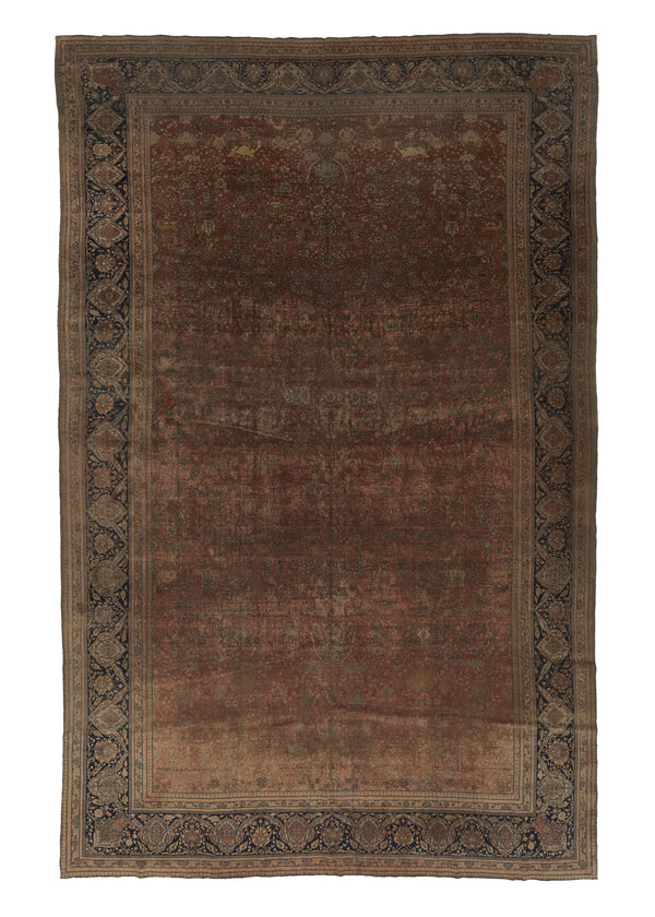 26657 Persian Rug Mohtasham Kashan Handmade Area Antique Traditional 11'5'' x 17'4'' -11x17- Red Blue Floral Design