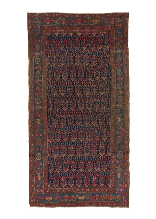 26669 Persian Rug Malayer Handmade Area Antique Tribal 4'2'' x 7'10'' -4x8- Orange Blue Geometric Design