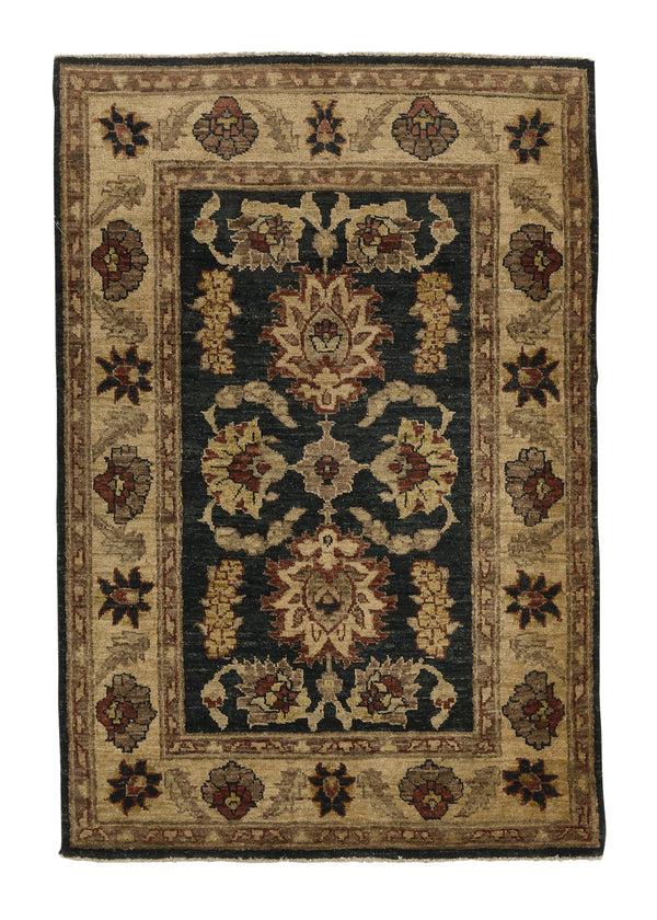 26735 Oriental Rug Pakistani Handmade Area Transitional 2'9'' x 4'2'' -3x4- Yellow Gold Black Oushak Design