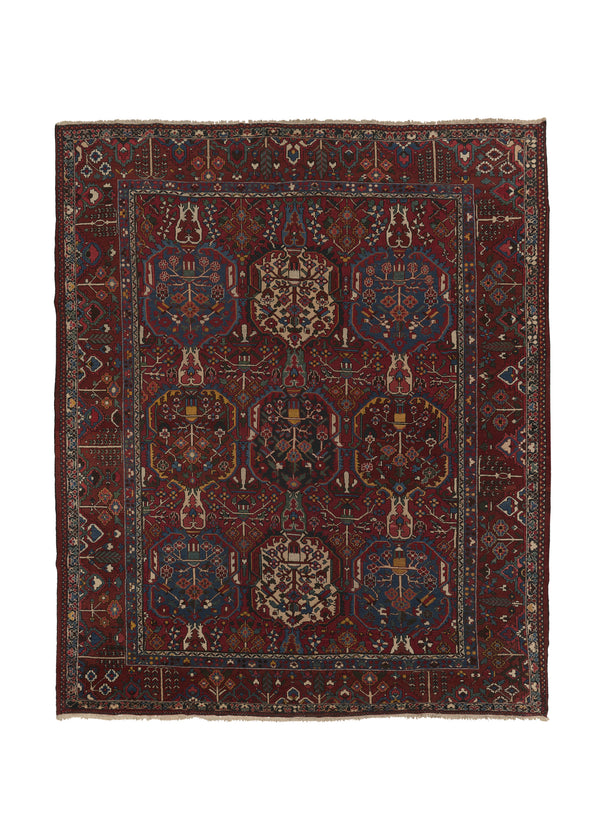 26747 Persian Rug Bakhtiari Handmade Area Tribal 11'0'' x 13'2'' -11x13- Red Blue Garden Design