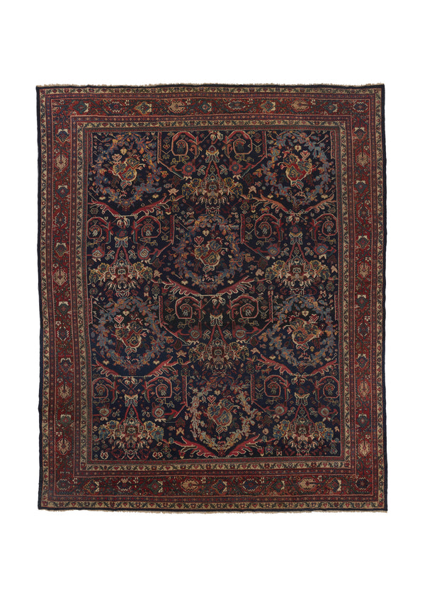 26750 Persian Rug Mahal Handmade Area Antique Tribal 10'2'' x 12'7'' -10x13- Blue Red Mostofi Floral Design