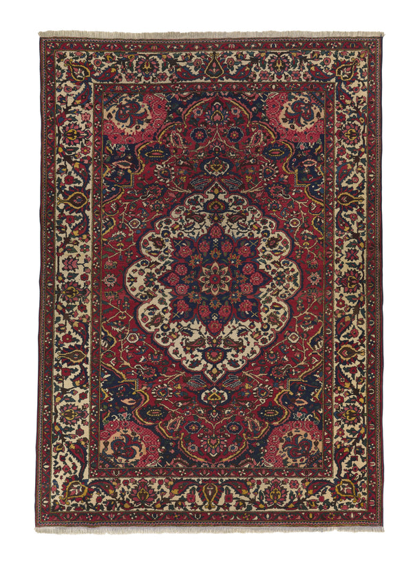 26751 Persian Rug Bakhtiari Handmade Area Tribal 7'3'' x 10'2'' -7x10- Red Floral Design