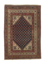 26756 Persian Rug Malayer Handmade Area Tribal Vintage 4'3'' x 6'0'' -4x6- Whites Beige Pink Blue Geometric Design