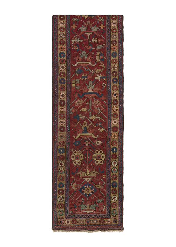 26779 Persian Rug Heriz Handmade Runner Tribal Vintage 2'3'' x 8'8'' -2x9- Red Geometric Design