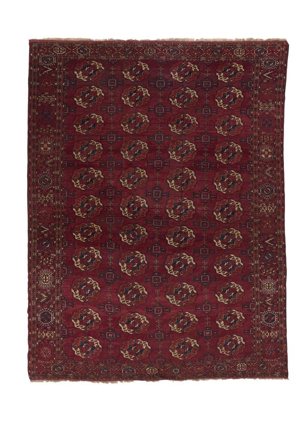 26876 Persian Rug Turkmen Handmade Area Antique Tribal 6'5'' x 8'5'' -6x8- Red Bokhara Design