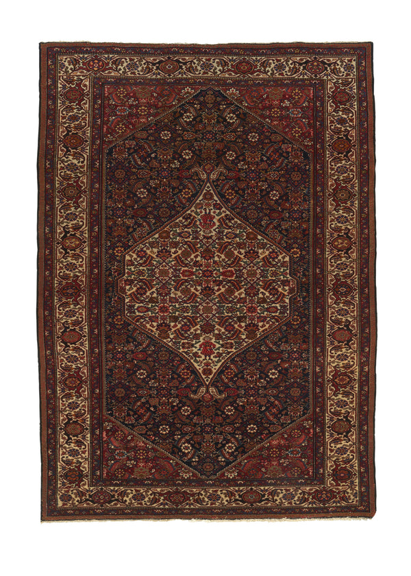 26916 Persian Rug Malayer Handmade Area Antique Tribal 4'5'' x 6'2'' -4x6- Blue Whites Beige Floral Design