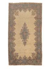 26927 Persian Rug Kerman Handmade Area Traditional 9'6'' x 17'6'' -10x18- Whites Beige Blue Open Field Floral Design