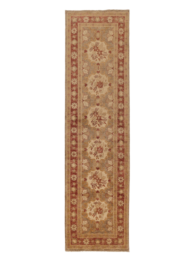 27016 Oriental Rug Pakistani Handmade Runner Transitional 2'9'' x 10'4'' -3x10- Whites Beige Red Oushak Design