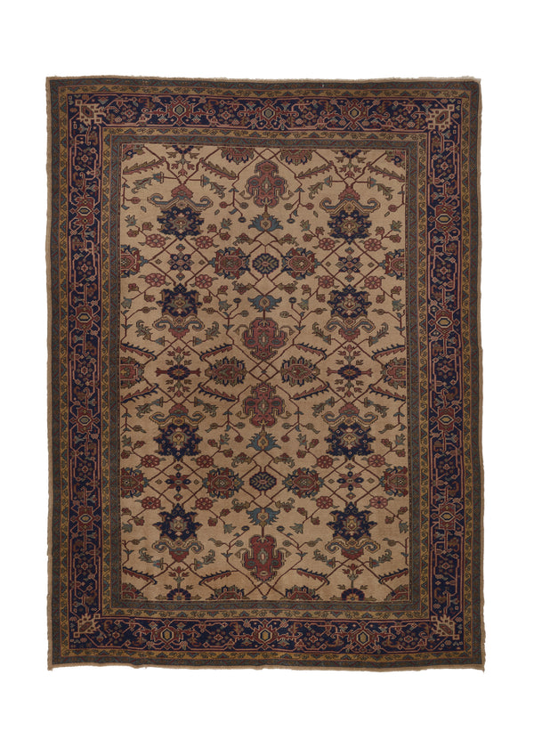 27051 Oriental Rug Turkish Handmade Area Antique Tribal 9'0'' x 12'3'' -9x12- Whites Beige Blue Floral Design