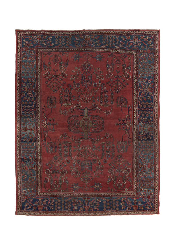 27100 Persian Rug Mahal Handmade Area Antique Tribal 10'1'' x 14'0'' -10x14- Red Blue Floral Design