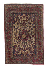 271 Persian Rug Isfahan Handmade Area Antique Traditional 5'0'' x 7'0'' -5x7- Red Whites Beige Floral Design