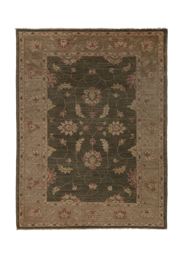 27364 Oriental Rug Pakistani Handmade Area Transitional 4'3'' x 5'6'' -4x6- Green Whites Beige Oushak Design