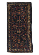 27420 Persian Rug Kurdistan Handmade Area Runner Antique Tribal 3'7'' x 7'6'' -4x8- Blue Whites Beige Floral Design
