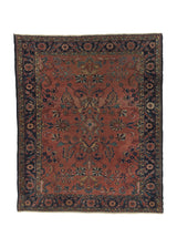27446 Persian Rug Malayer Handmade Area Antique Tribal 5'3'' x 6'3'' -5x6- Orange Blue Floral Design