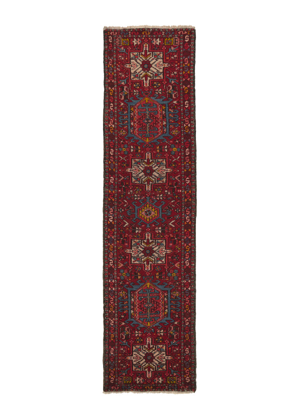 27450 Persian Rug Gharajeh Handmade Runner Tribal Vintage 2'4'' x 9'0'' -2x9- Red Geometric Design