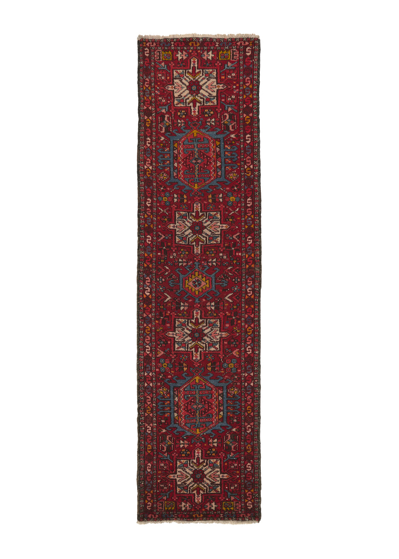 27450 Persian Rug Gharajeh Handmade Runner Tribal Vintage 2'4'' x 9'0'' -2x9- Red Geometric Design