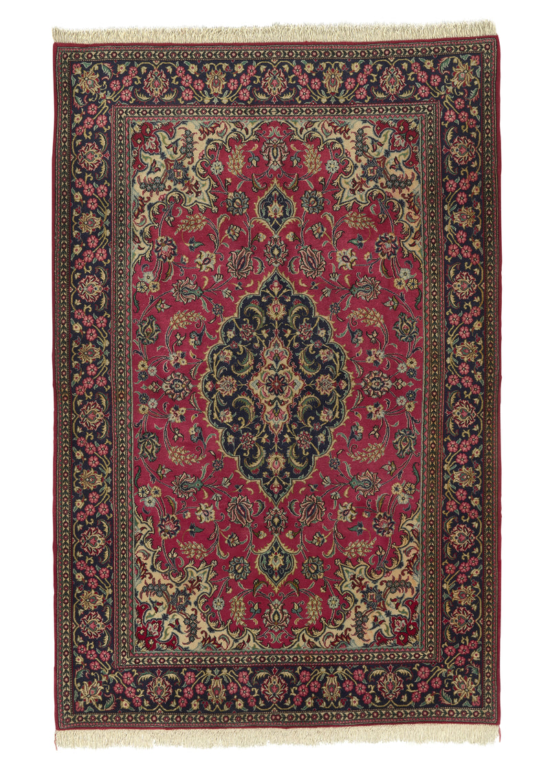 27540 Persian Rug Qum Handmade Area Traditional Traditional 4'6'' x 6'11'' -5x7- Pink Floral Design
