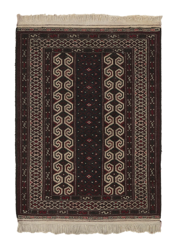 27544 Persian Rug Baloch Handmade Area Tribal 2'10'' x 3'8'' -3x4- Red Whites Beige Geometric Design