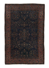27559 Persian Rug Kerman Handmade Area Antique Traditional 4'2'' x 6'8'' -4x7- Blue Pink Floral Design
