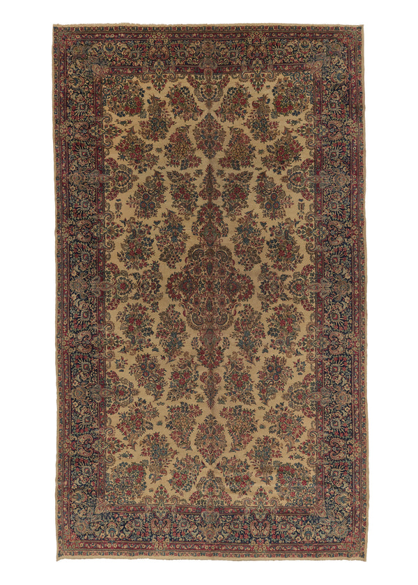 27622 Persian Rug Kerman Handmade Area Traditional 9'9'' x 16'8'' -10x17- Whites Beige Blue Pink Floral Design