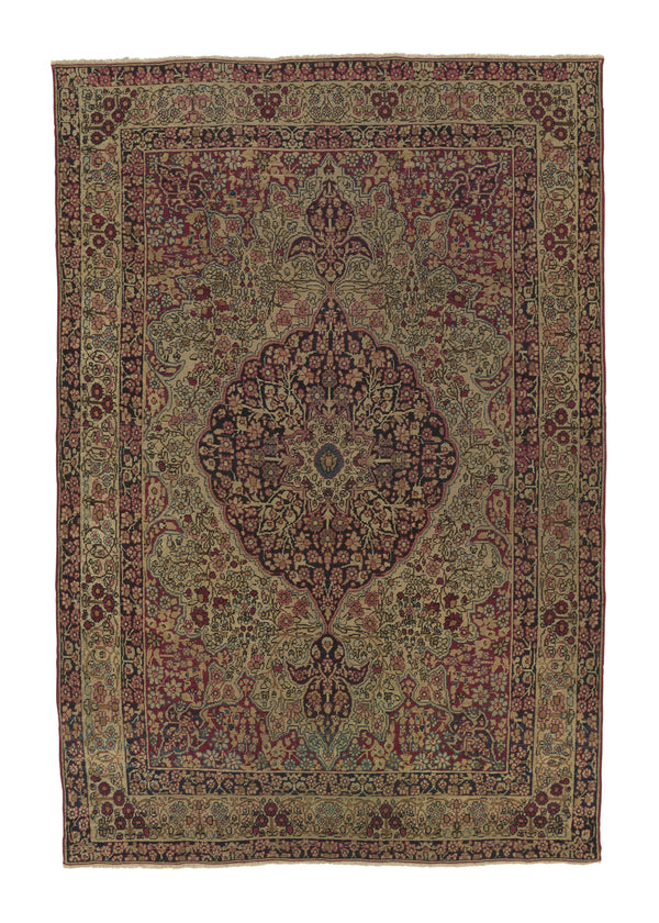 27634 Persian Rug Kerman Handmade Area Antique Traditional 3'11'' x 5'10'' -4x6- Whites Beige Floral Design