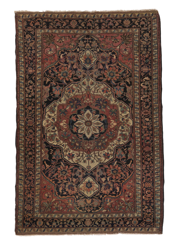 27649 Persian Rug Farahan Handmade Area Antique Traditional 4'3'' x 6'4'' -4x6- Orange Floral Design