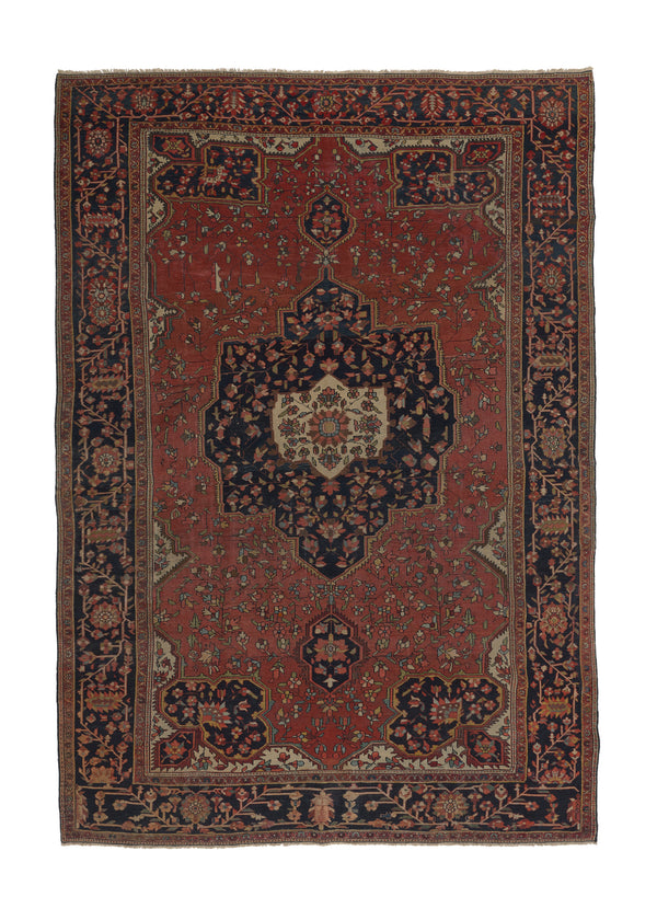 27650 Persian Rug Farahan Handmade Area Antique Traditional 8'3'' x 12'0'' -8x12- Red Blue Floral Design