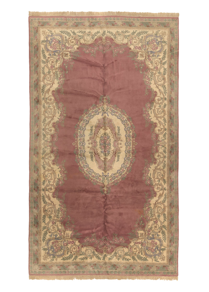 27666 Oriental Rug Indian Handmade Area Traditional 11'9'' x 19'11'' -12x20- Pink Open Field Floral Design