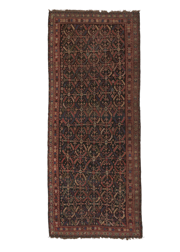 27743 Persian Rug Shiraz Handmade Runner Antique Tribal 4'5'' x 11'1'' -4x11- Blue Red Geometric Design